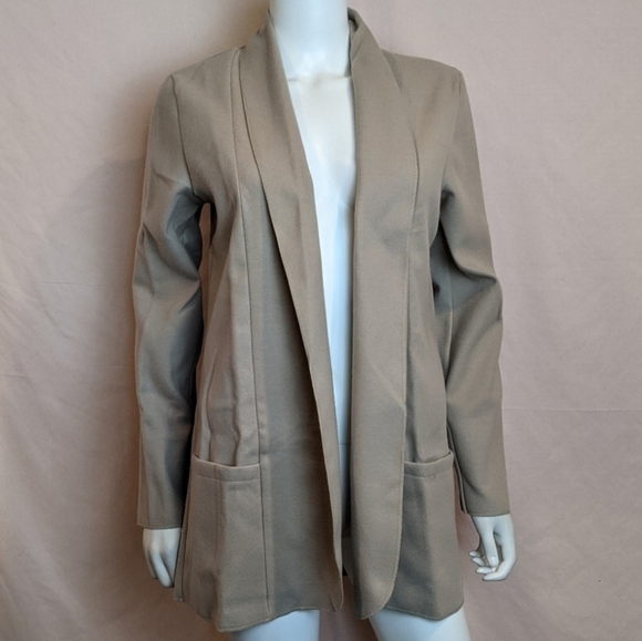 Boohoo Neutral Tan Open Front Classic Jacket size UK 8 - Picture 1 of 7